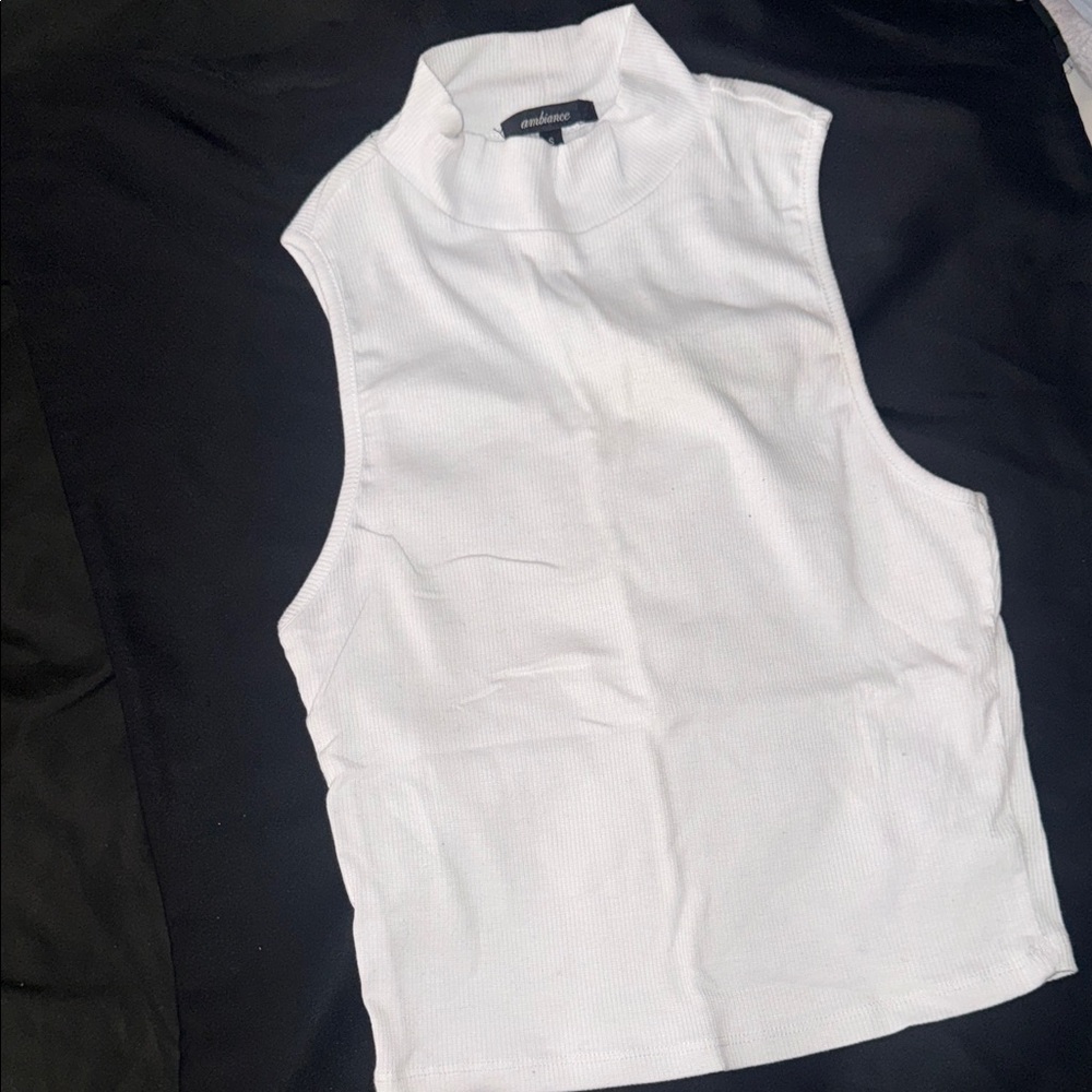 Ambiance White Mock Neck Top